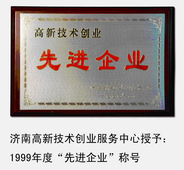 1999年，被济南高新技术创业服务中心授予“高新技术创业先进企业”
